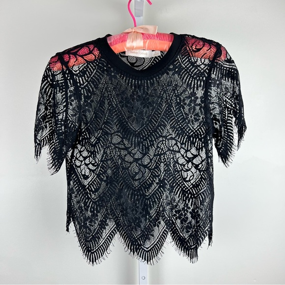 Bishop + Young Black Lace Sheer Top Size Small | Gothic Glam Festival Blouse - Picture 1 of 11